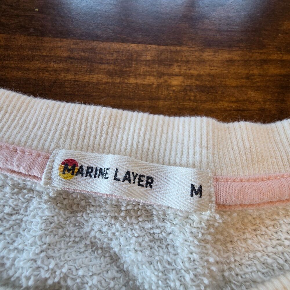 Marine Layer Colorblock Cropped Sweatshirt Rainbow Wave Soft Fleece Pullover M - Picture 4 of 7